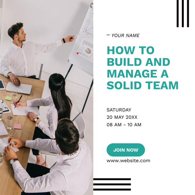 Solid Team Building and Management LinkedIn post Modelo de Design