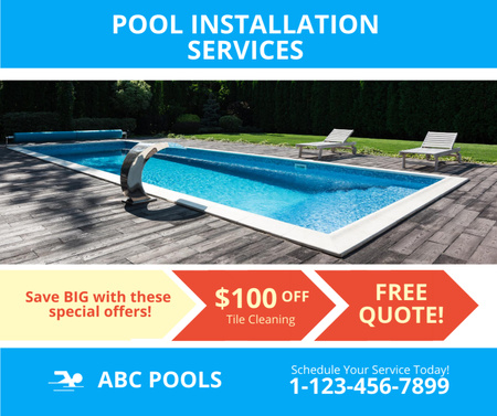 Best Price Offer for Swimming Pool Installation Facebook Design Template