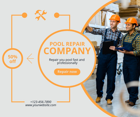 Service Offering of Pool Renovation Company Facebook Design Template