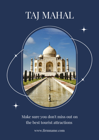 Tour to Taj Mahal Poster A3 Design Template