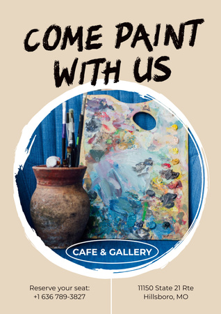 Cafe and Gallery Invitation Poster Modelo de Design