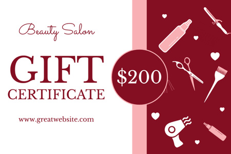 Platilla de diseño Beauty Salon Offer with Illustration of Tools for Haircut Gift Certificate