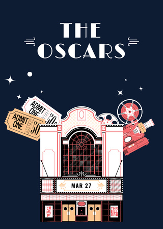 Plantilla de diseño de Annual Academy Awards Announcement Illustration Postcard A6 Vertical 
