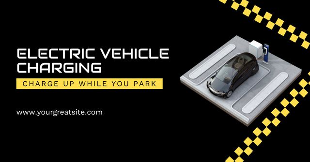 Electric Charging for Cars in Parking Facebook AD Tasarım Şablonu