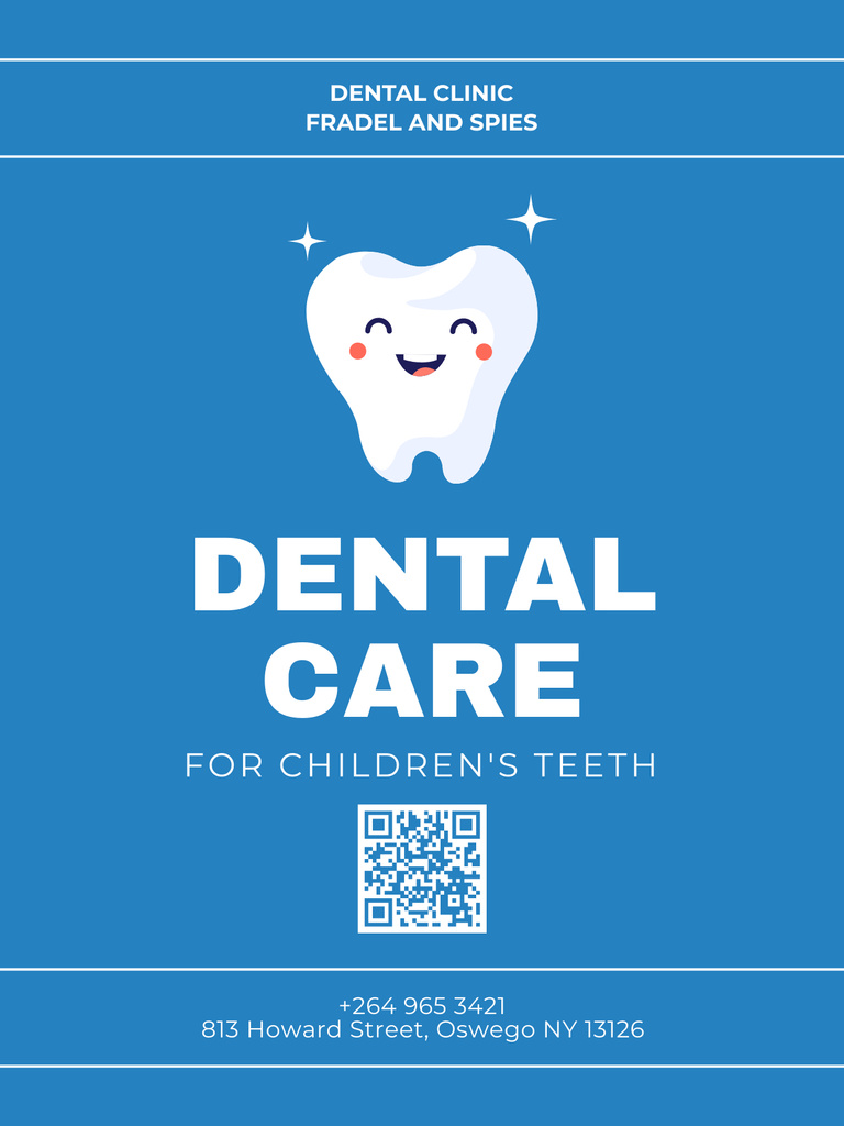 Template di design Dental Care Services with Smiling Tooth Poster US