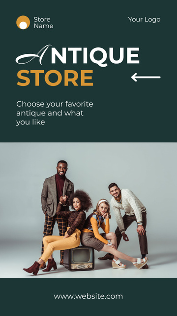 Old-fashioned Outfits In Antique Store Offer Instagram Story Design Template