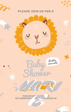 Adorable Baby Shower Party With Cute Animal Invitation 4.6x7.2in Design Template