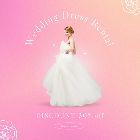 Plantilla de diseño de Alquiler de vestido de novia rosa Instagram 