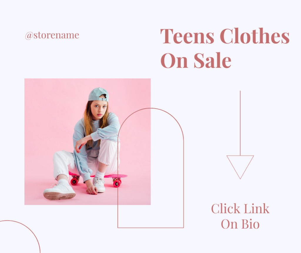 Platilla de diseño Casual Outfit And Teen's Clothes Sale Offer Facebook
