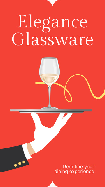 Elegant Glassware Sale Offer on Red Instagram Video Story Design Template
