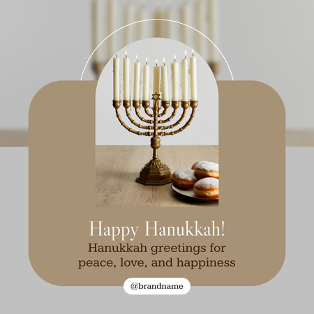 Festive Hanukkah Congrats With Hanukkiah and Sufganiyot Instagram Design Template