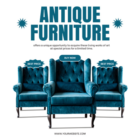 Limited-time Offer For Antique Armchairs In Shop Instagram AD Design Template