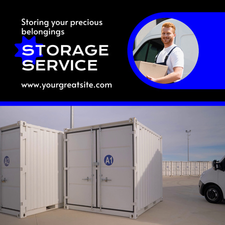 Dependable Storage Service Offer With Containers Animated Post Design Template