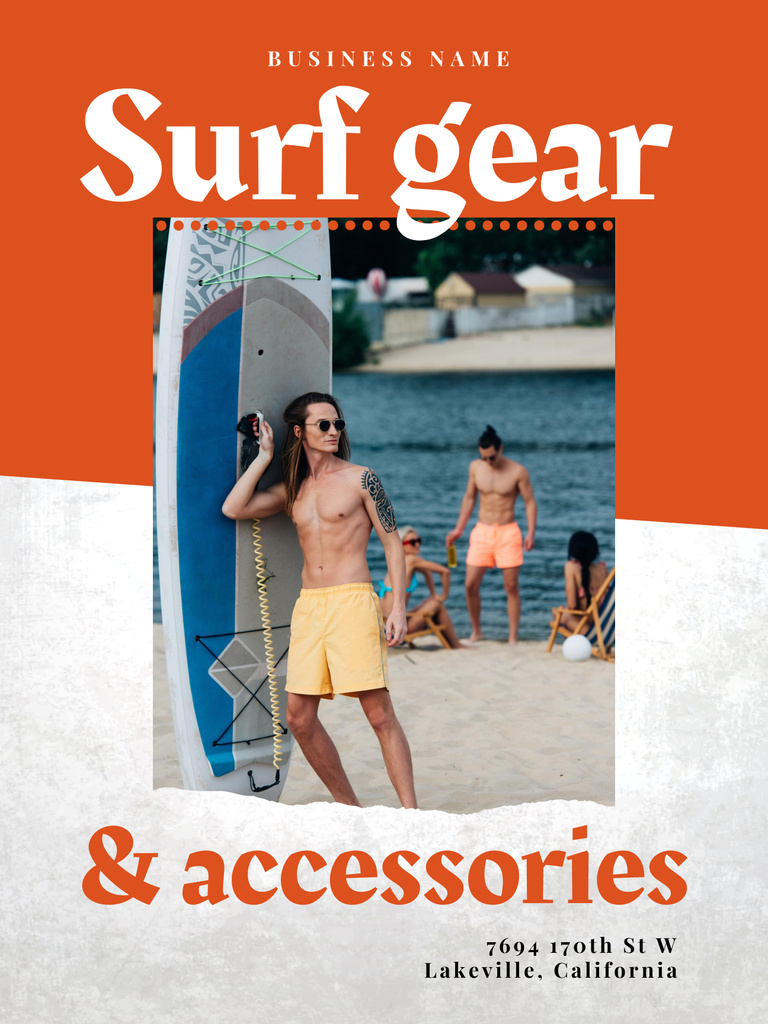 Surf Gear Sale Offer Poster 36x48in Design Template