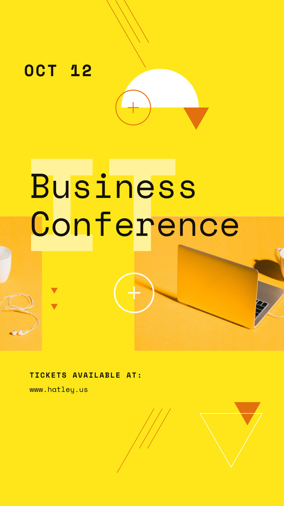 Business Conference Announcement with Laptop Instagram Story Design Template