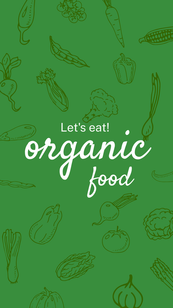 Organic Food Offer with Veggies Illustration Instagram Story Design Template