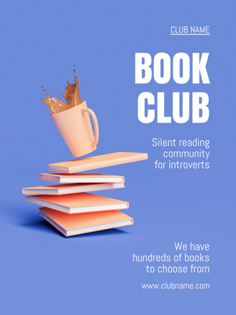 Silent Book Club for Introverts Poster US Πρότυπο σχεδίασης