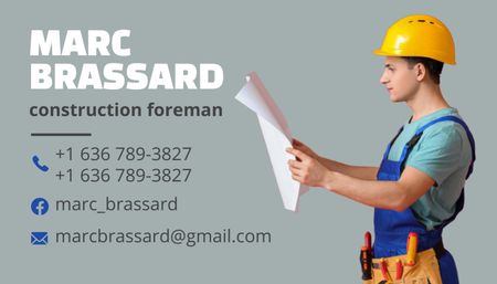 Construction Foreman Offer Business Card US Design Template