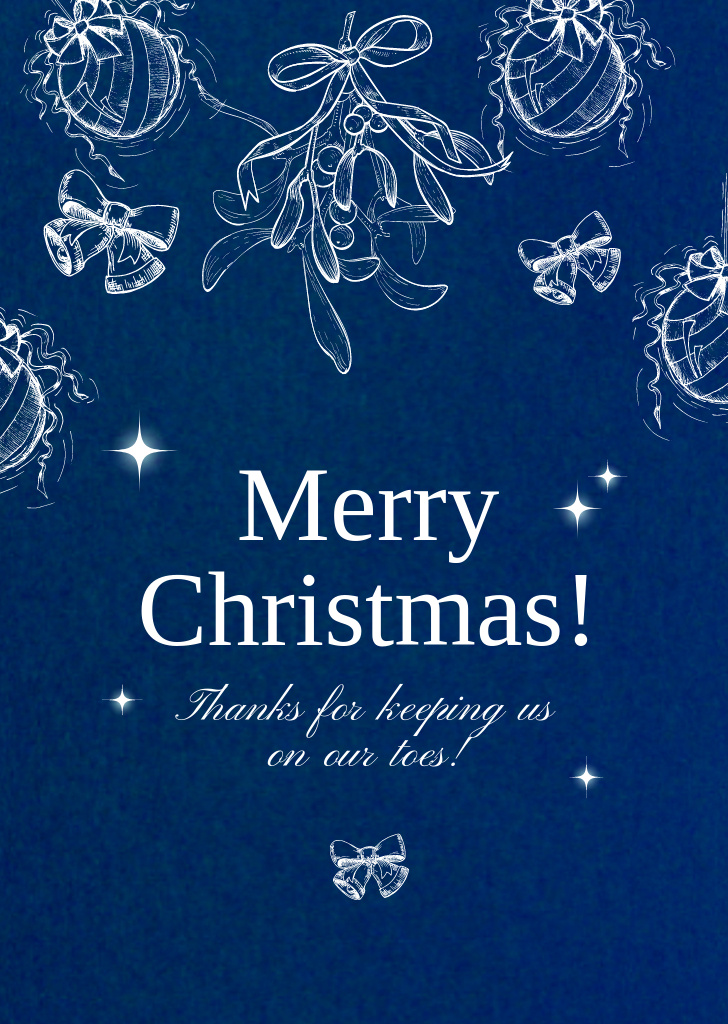 Modèle de visuel Christmas Greeting with Illustration of Decorations - Postcard A6 Vertical