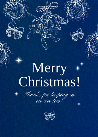 Christmas Greeting with Illustration of Decorations Postcard A6 Vertical Design Template