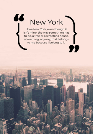 Inspirational quote about New York Poster 28x40in Design Template