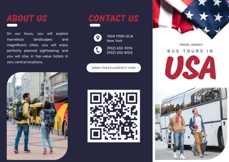Designvorlage Angebote für Busreisen in die USA für Brochure