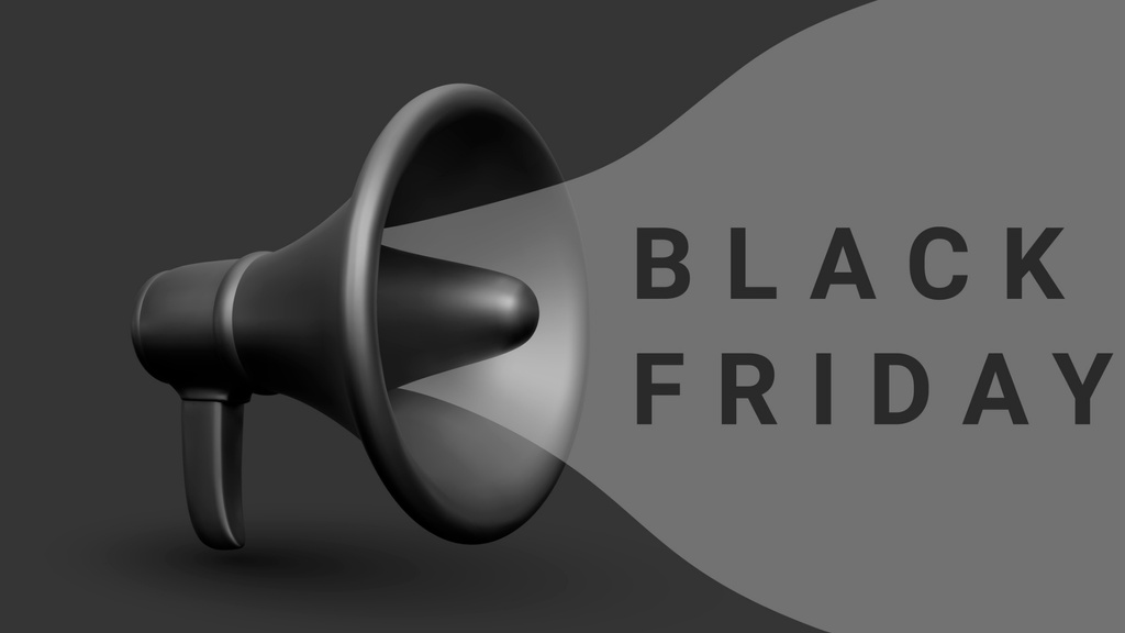 Designvorlage Black Friday Deals With Black Loudspeaker für Zoom Background