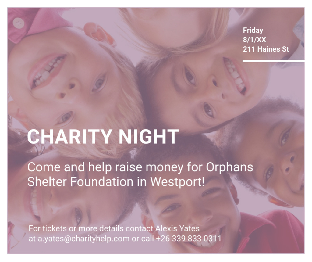 Happy kids in circle on Charity Night Facebook – шаблон для дизайна