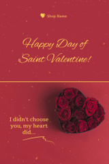Valentine's Greeting with Red Roses in Heart-Shaped Box