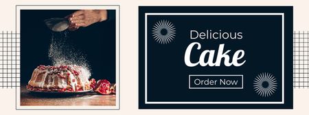 Platilla de diseño Delicious Cake Offer with Pomegranate Facebook cover
