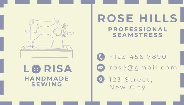 Professional Seamstress Services Business Card USデザインテンプレート