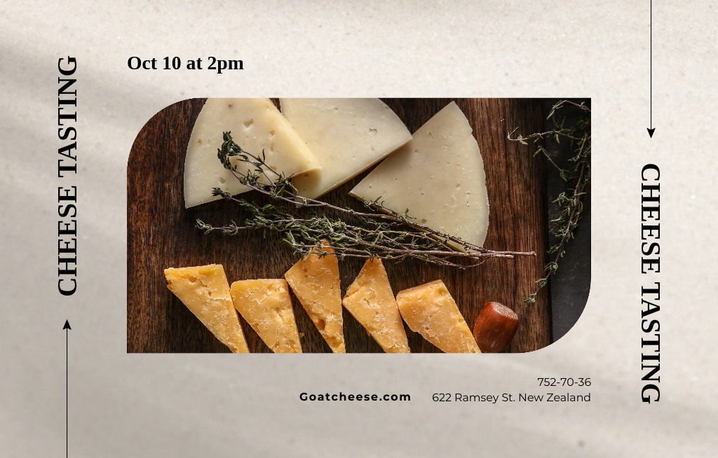 Cheese Tasting Event Invitation 4.6x7.2in Horizontal Design Template