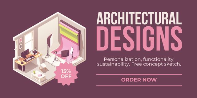 Architectural Designs With Discount And Personalization Twitter Design Template