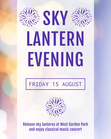 Sky lantern evening announcement on bokeh Poster 16x20in Design Template