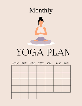 Yoga Planner with Meditating Woman Notepad 8.5x11in Design Template