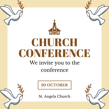 Church Conference Announcement with Doves Instagram Design Template