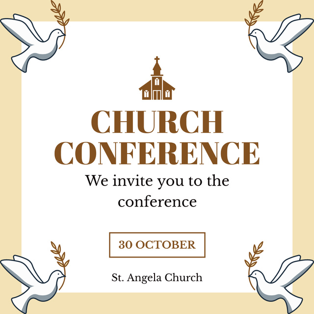 Church Conference Announcement with Doves Instagram tervezősablon