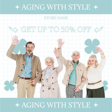Fashionable Outfits For Elderly Sale Offer Instagram Design Template