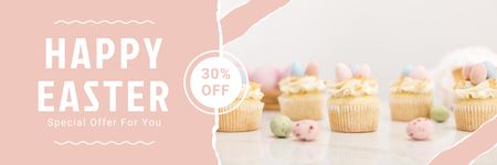 Bakery Ad with Tasty Easter Cupcakes Twitter Design Template