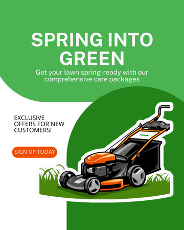 Exclusive Offers of Lawn Mowing Instagram Post Vertical Modelo de Design