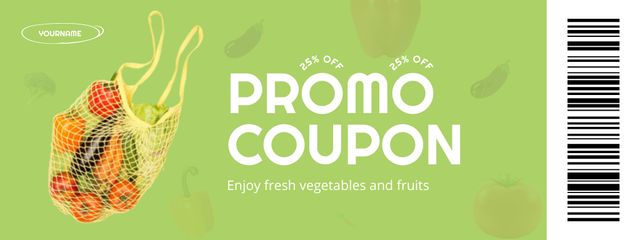 Grocery Store With Veggies In Bag Promotion Coupon – шаблон для дизайна