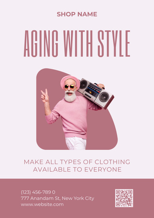 Age-Friendly Types Of Clothes Offer Poster Design Template