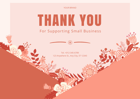 Thank You Message with Orange Flowers Card Design Template