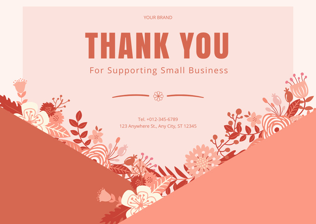 Thank You Message with Orange Flowers Card – шаблон для дизайна