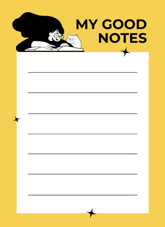 Book Review Planner in Yellow Notepad 4x5.5in Design Template