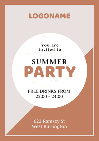 Summer Party Announcement in Brown Flyer A7 Design Template