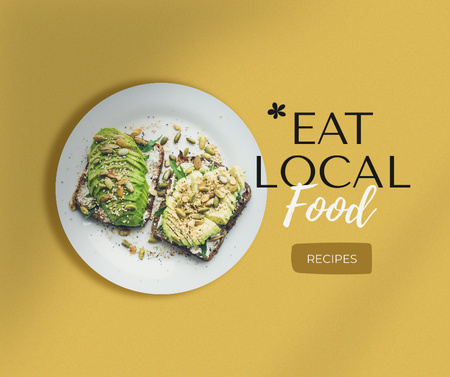 Food Recipes Ad with Vegan Sandwiches Facebook tervezősablon
