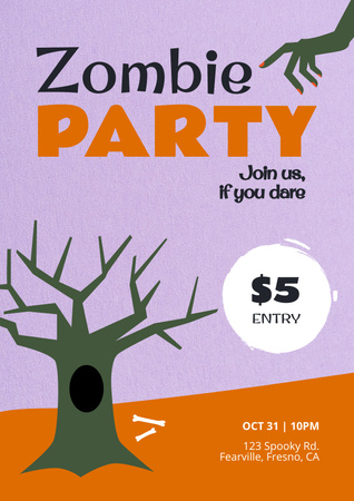 Zombie party on Halloween Announcement Poster Design Template