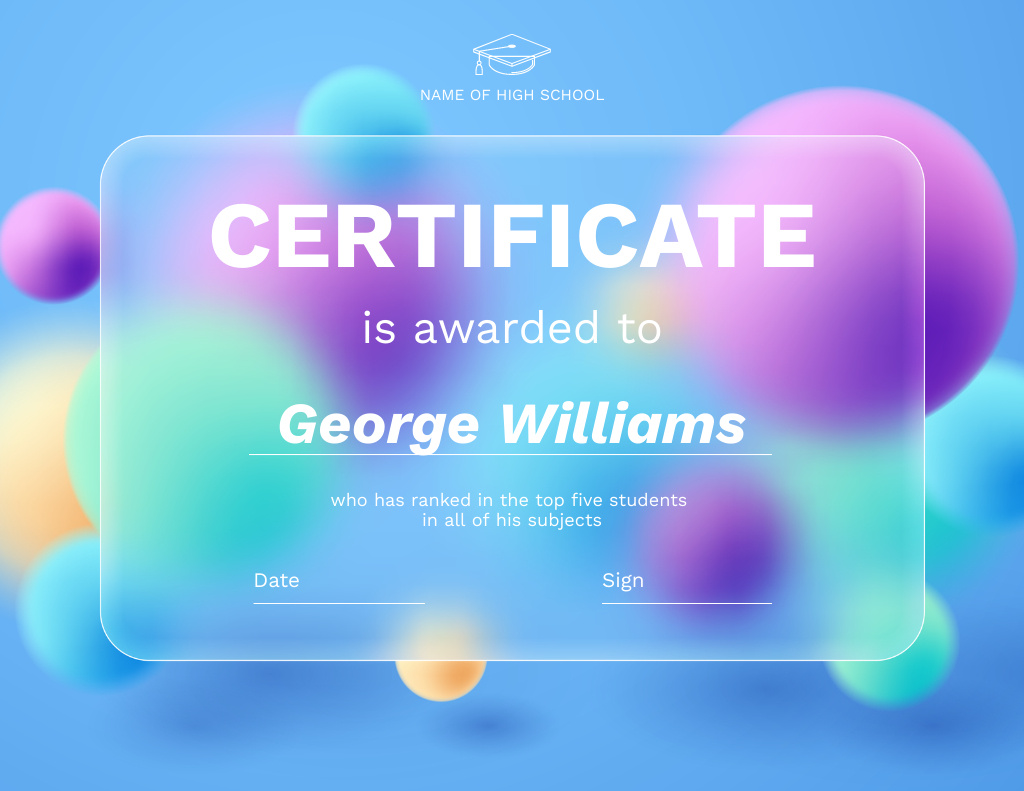 Template di design Home Education Ad with Colorful Circles Certificate