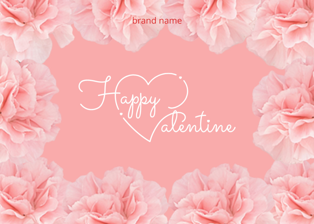 Valentine's Day Cheers With Floral Pattern Postcard 5x7in Tasarım Şablonu